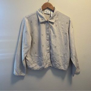 Kathie Lee Collection Beige Embroidered Button Down Short Jacket Size M (8-10)